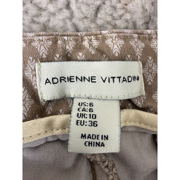 Andrienne Vittadini Size 6 Geometric Ankle Straight Leg Pull On Pants Brown - Picture 7 of 9